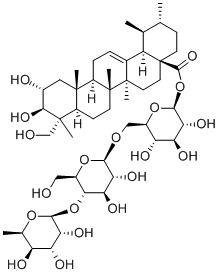 [6-[[3,4-Dihydroxy-6-(hydroxymethyl)-5-(3,4,5-trihydroxy-6-methyl-oxan-2-yl)oxy-oxan-2-yl]oxymethyl]-3,4,5-trihydroxy-oxan-2-yl] (1S,2R,4aS,6aS,6bR,9S,10R,11R,12aS,14bR)-10,11-dihydroxy-9-(hydroxymethyl)-1,2,6a,6b,9,12a-hexamethyl-2,3,4,5,6,6a,7,8,8a,10,11,12,13,14b-tetradecahydro-1H-picene-4a-carboxylate(16830-15-2)
